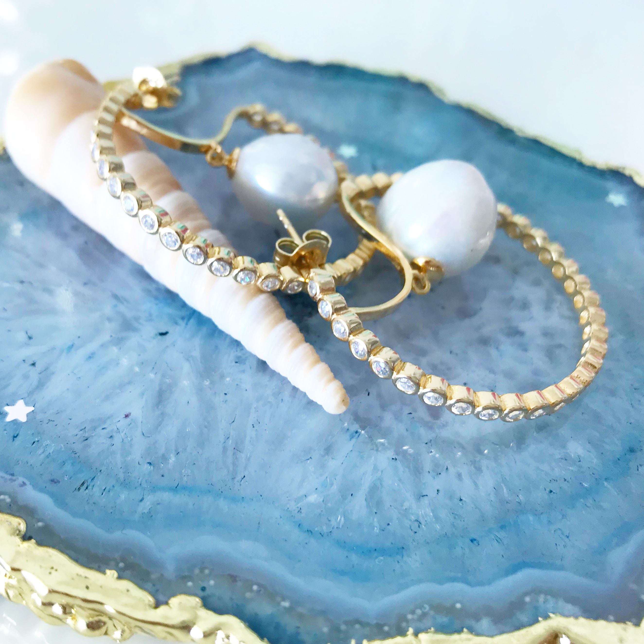 Floating Pearl Hoops